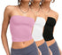 WIHOLL 3 Pack Tube Tops for Women Slim Fit Crop Tops Going Out Strapless Tank Tops Bandeau Summer Outfits 2024 Y2K Clothes 3 Pack Black/White/Pink Small - Evallys.com # #