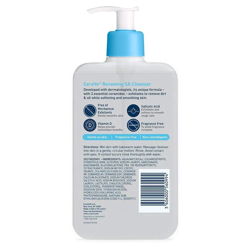 CeraVe SA Cleanser | Salicylic Acid Cleanser with Hyaluronic Acid, Niacinamide & Ceramides| BHA Exfoliant for Face | Fragrance Free Non-Comedogenic | 16 Ounce 16 Fl Oz (Pack of 1) - Evallys.com # #