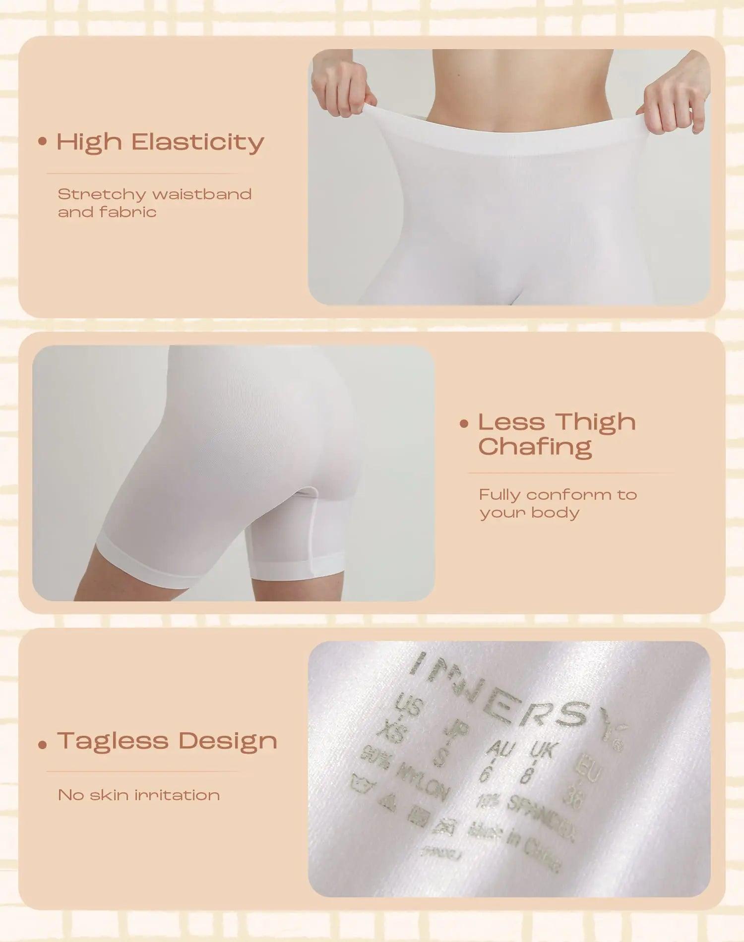 INNERSY Women's Slip Shorts for Under Dresses High Waisted Summer Shorts 3-Pack Large White - Evallys.com # #