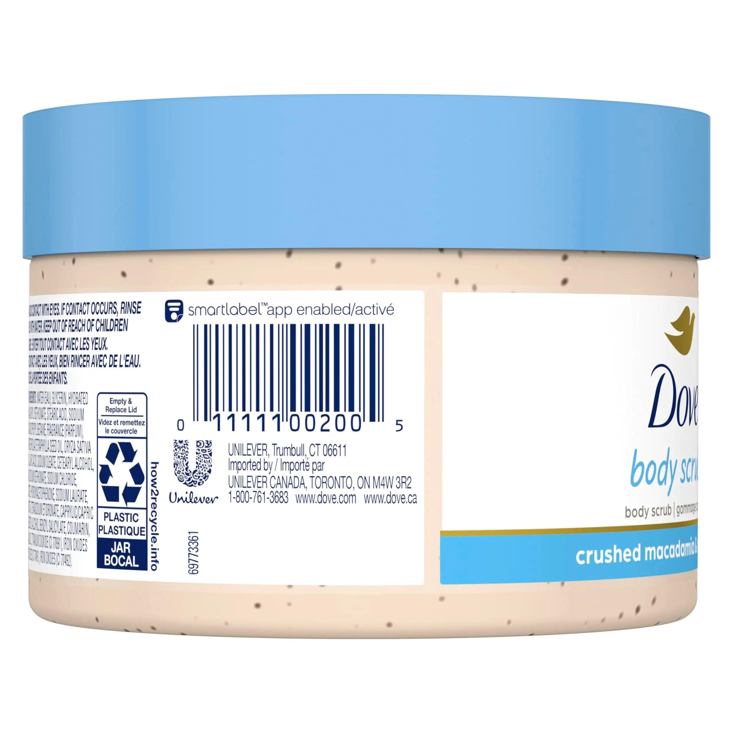 Dove Scrub Macadamia & Rice Milk Reveals Visibly Smoother Skin Body Scrub That Nourishes Skin 10.5 oz 10.5 Ounce (Pack of 1) - Evallys.com # #