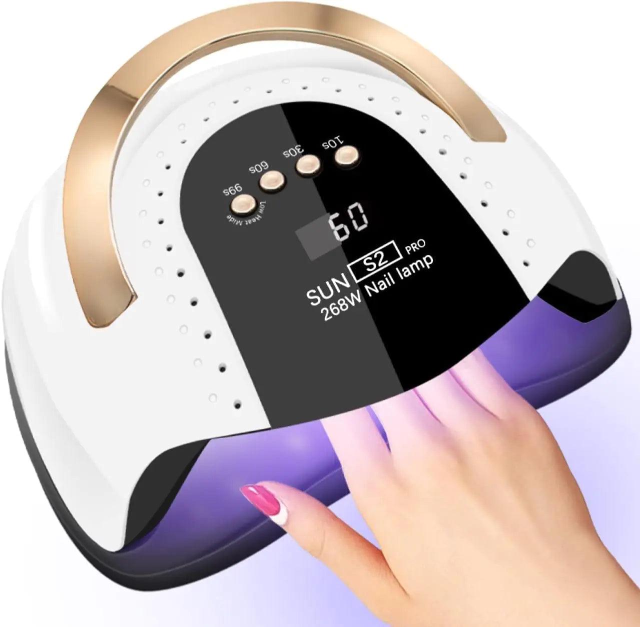 268W UV LED Nail Lamp, LKE Nail Dryer for Gel Polish, 4 Timers UV Nail Lamp Professional Nail Light, 57Pcs Lamp Beads and Automatic Sensor(White) - Evallys.com # #