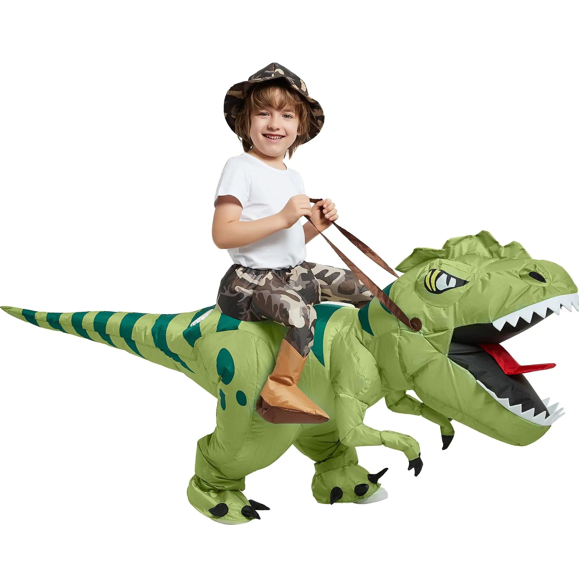 One Casa Inflatable Dinosaur Costume Riding T Rex Air Blow up Funny Fancy Dress Party Halloween Costume for Kids 2-3 Yrs - Evallys.com # #