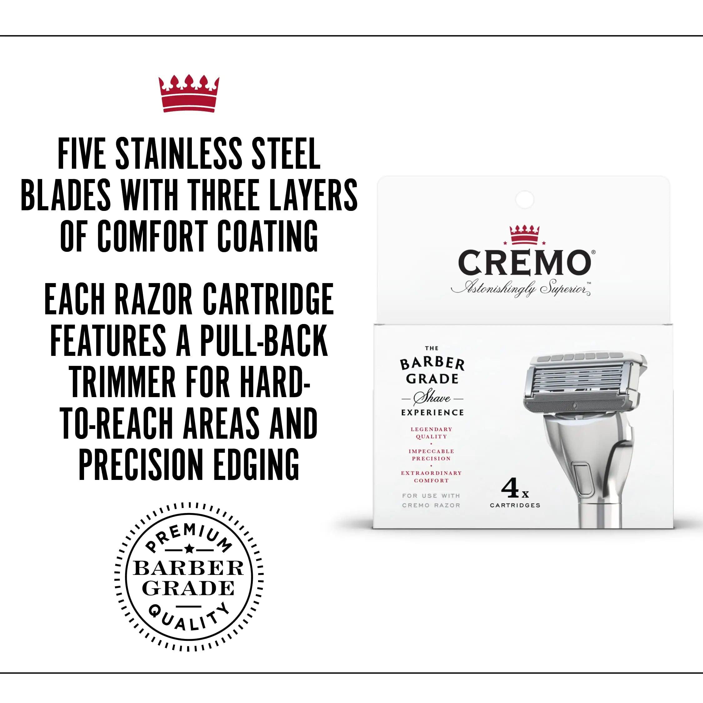 Cremo Astonishingly Superior Razor Refills, (4 Pack) & Cooling Formula Post Shave Balm, Soothes, Cools And Protects Skin From Shaving Irritation, Dryness and Razor Burn, 4 Oz Refills + Shave Balm - Evallys.com # #