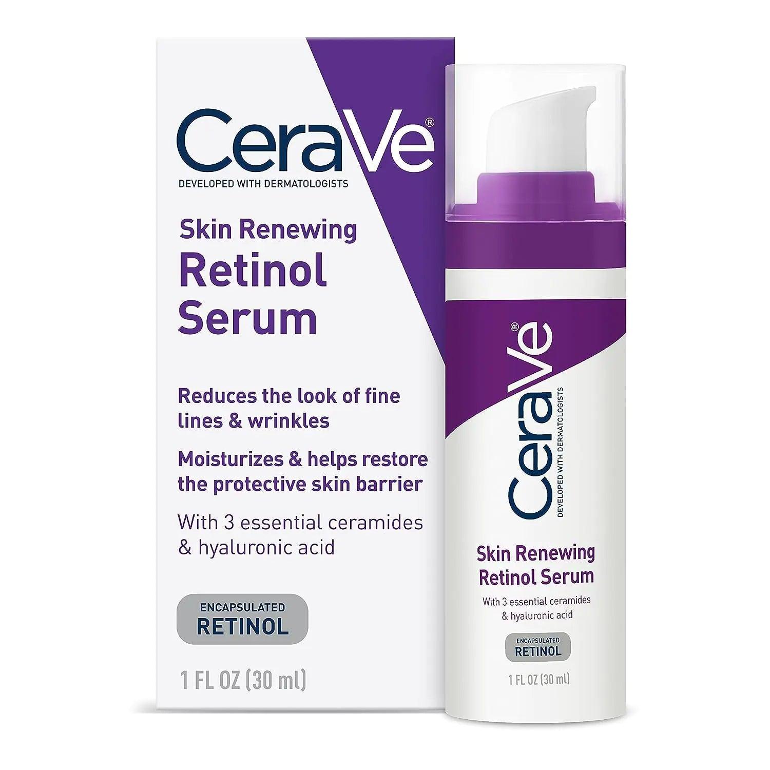 CeraVe Anti Aging Retinol Serum | Cream Serum for Smoothing Fine Lines and Skin Brightening | With Retinol, Hyaluronic Acid, Niacinamide, and Ceramides | 1 Ounce - Evallys.com # #