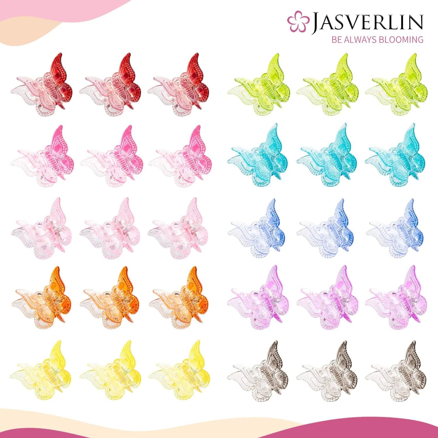 Gradient Butterfly Hair Clip, Mini Plastic 90s Hair Claw for Women Girls, No Crease Hairclips Toddler Y2K Hair Accessories Set 50pcs Rainbow Assorted Color (Gradient Color) Gradient Color - Evallys.com # #