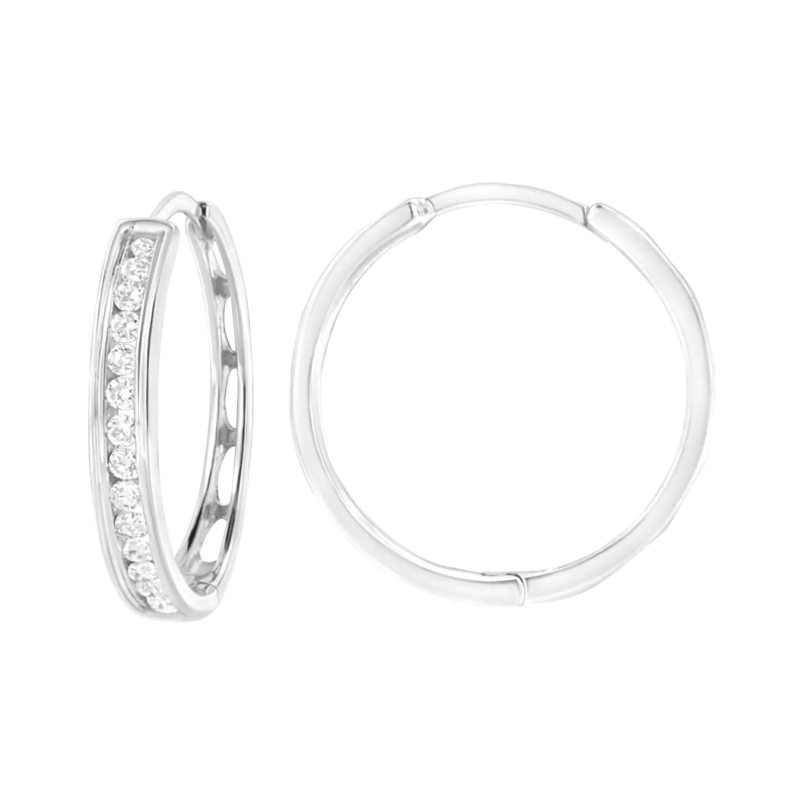 .925 Sterling Silver 1/2 cttw Lab Grown Diamond Hoop Earring (F-G Color, VS2-SI1 Clarity) - Evallys.com # #