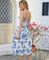 Floral Midi Corset Dress Boho Flowy Slit Lace Up Dresses for Women Going Out A Line Casual Sundress Wide shoulder straps 10-12 Whitefloral - Evallys.com # #
