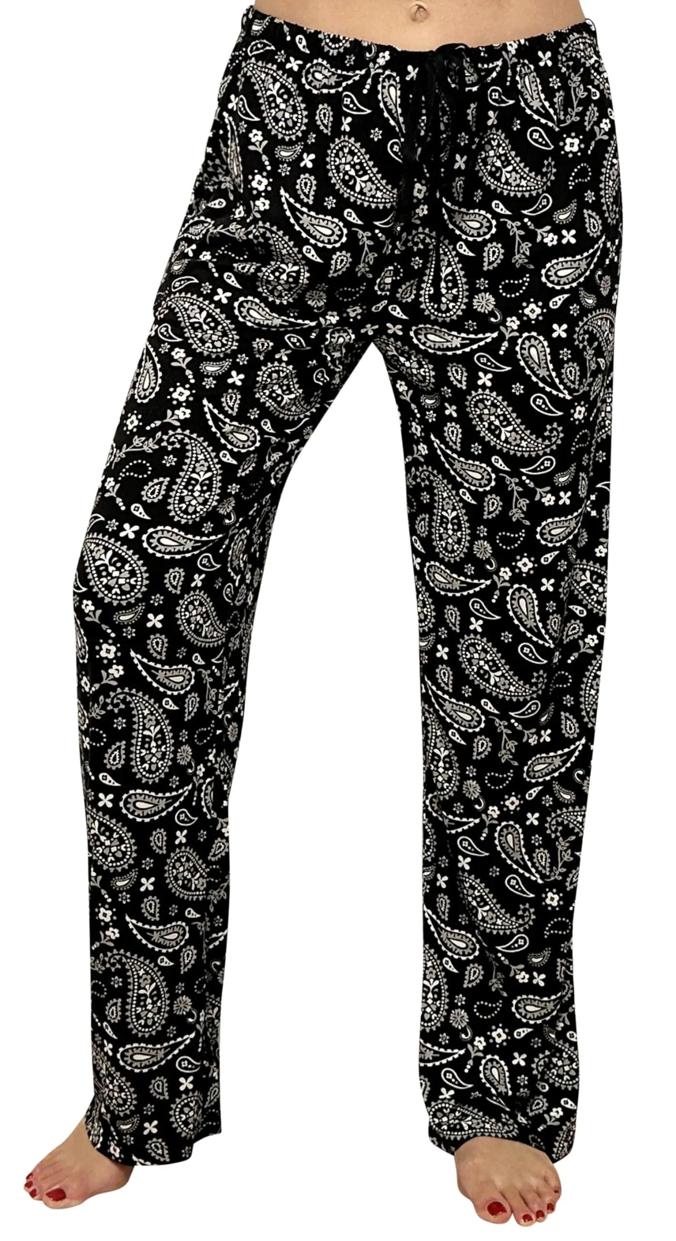 Just Love Women Buffalo Plaid Pajama Pants 1X Rodeo Bandana - Black - Evallys.com # #