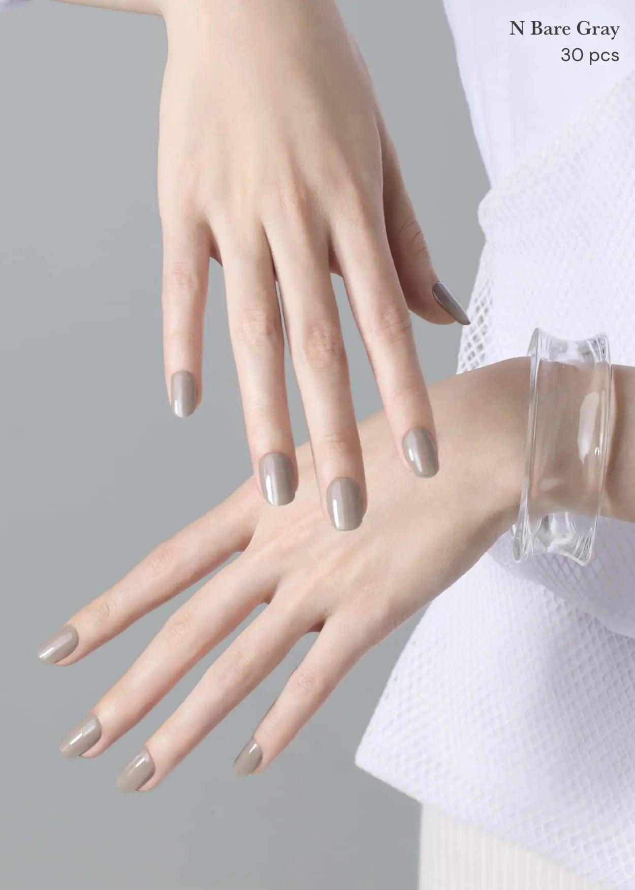 ohora Semi Cured Gel Nail Strips (N Bare Gray) - Works with Any Nail Lamps, Salon-Quality, Long Lasting, Easy to Apply & Remove - Includes 2 Prep Pads, Nail File & Wooden Stick 19. N Bare Gray - Evallys.com # #