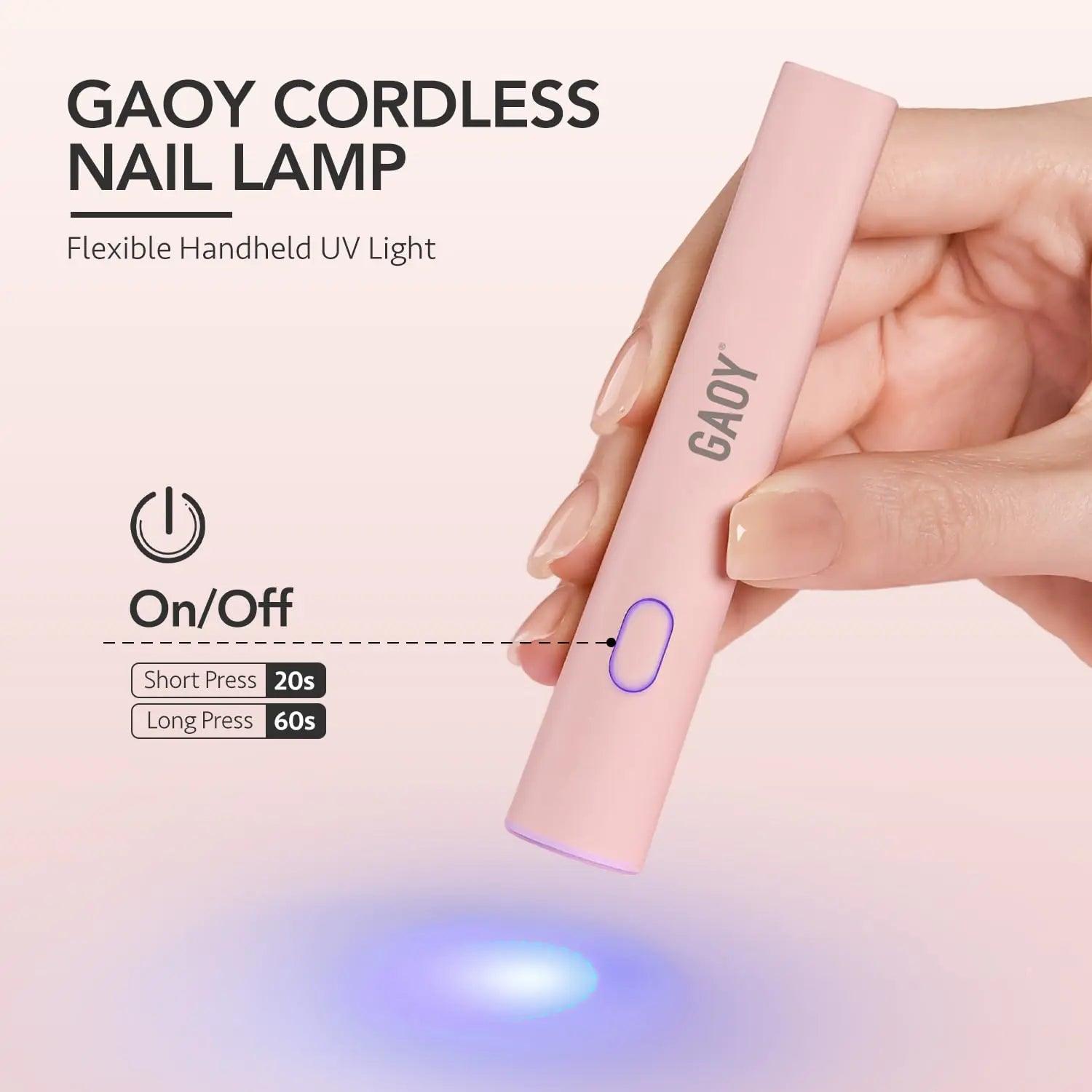 GAOY Handheld UV Light for Gel Nails, Mini Nail Light, Portable LED Nail Lamp, Cordless Rechargeable USB Nail Dryer for Fast Curing, Pen Lamp Pink B-Pink - Evallys.com # #