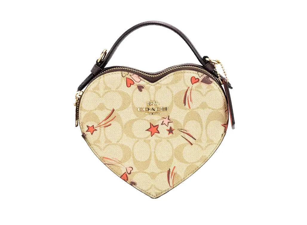 Coach Heart Small Light Khaki Heart and Star Coated Canvas Crossbody Bag - Evallys.com # #