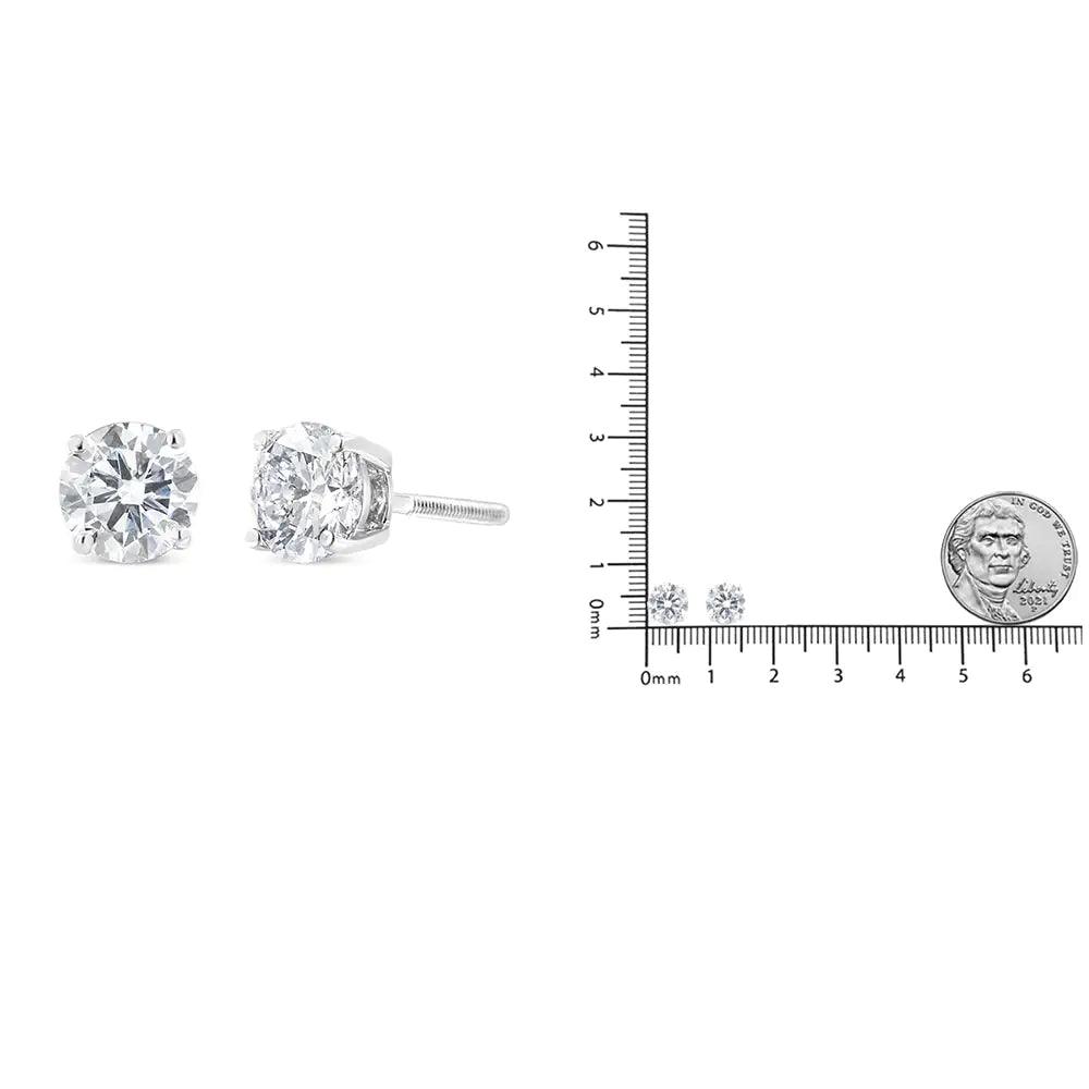 IGI Certified 14K White Gold Lab Grown 4 Prong Push Back Diamond Stud earrings (G-H Color, VS2-SI1 Clarity) - Evallys.com # #