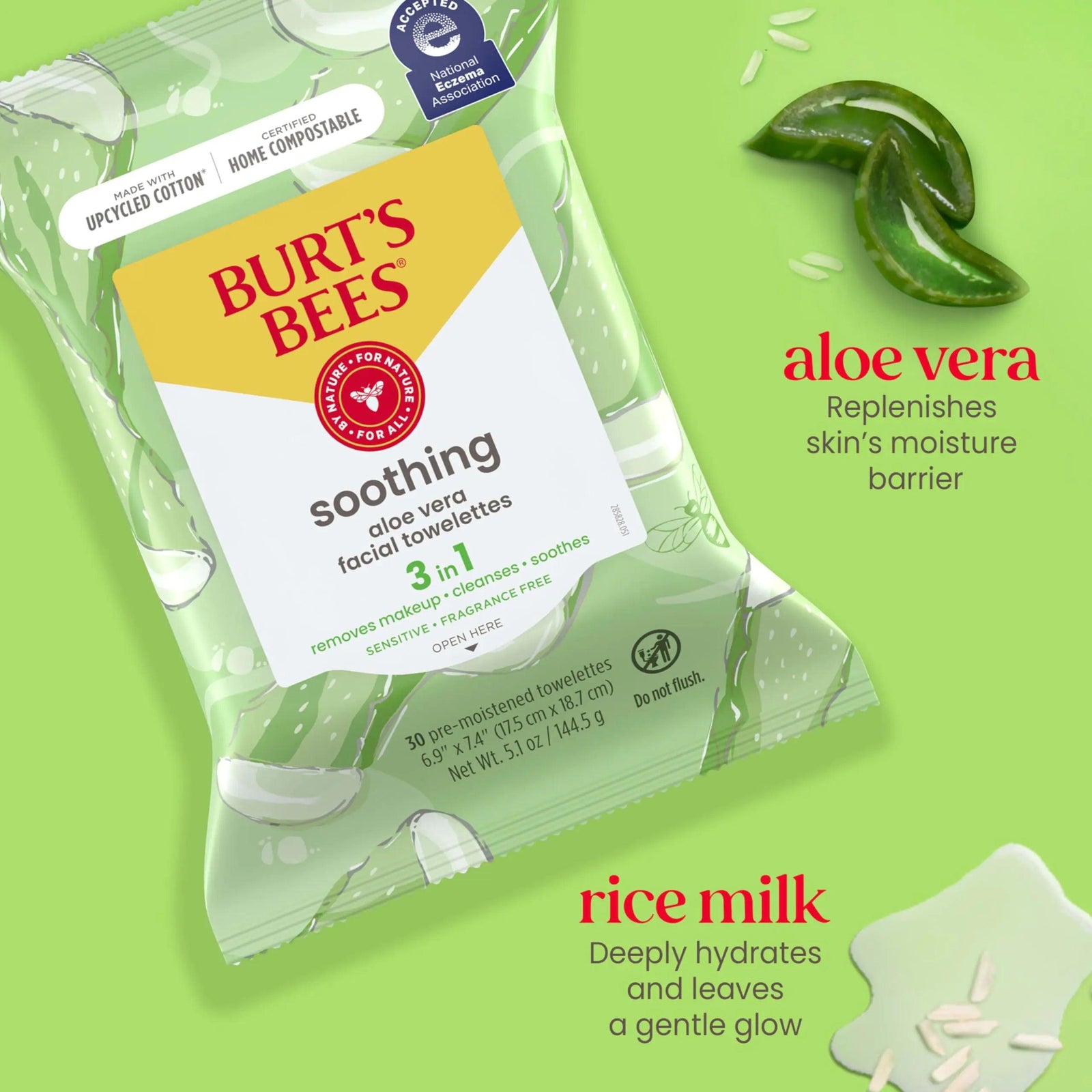 Burt's Bees Aloe Vera Face Wipes, for Sensitive Skin, Soothing Makeup Remover & Facial Cleansing Towelettes, 30 Ct. (3-Pack) 30 Count (Pack of 3) - Evallys.com # #