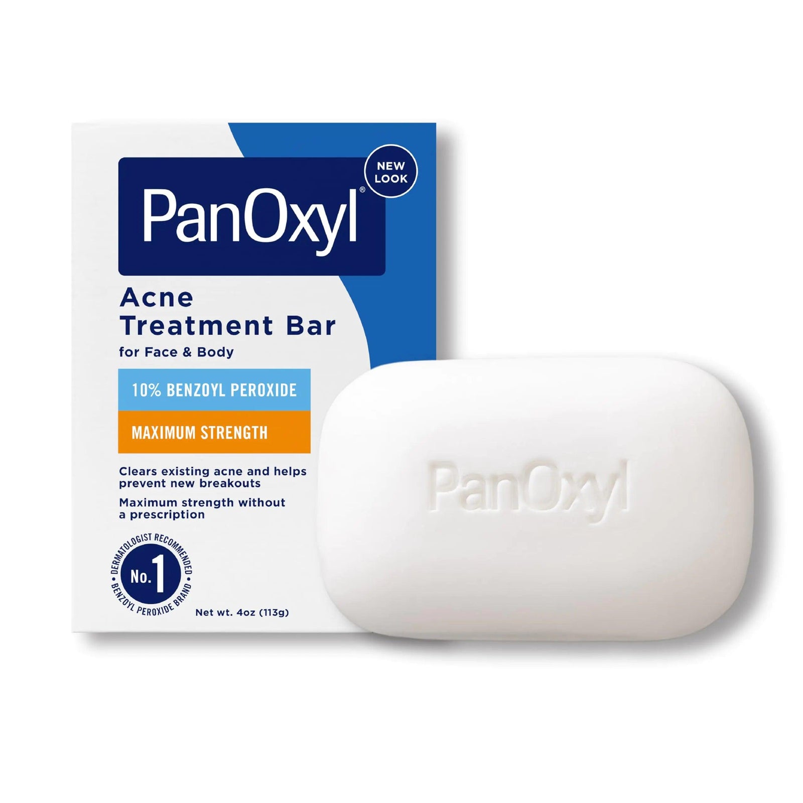 PanOxyl Acne Treatment Bar with 10% Benzoyl Peroxide, Maximum Strength Acne Bar Soap for Face, Chest and Back, Benzoyl Peroxide Bar Soap Body Wash, Vegan, For Acne Prone Skin, 4 oz - Evallys.com # #