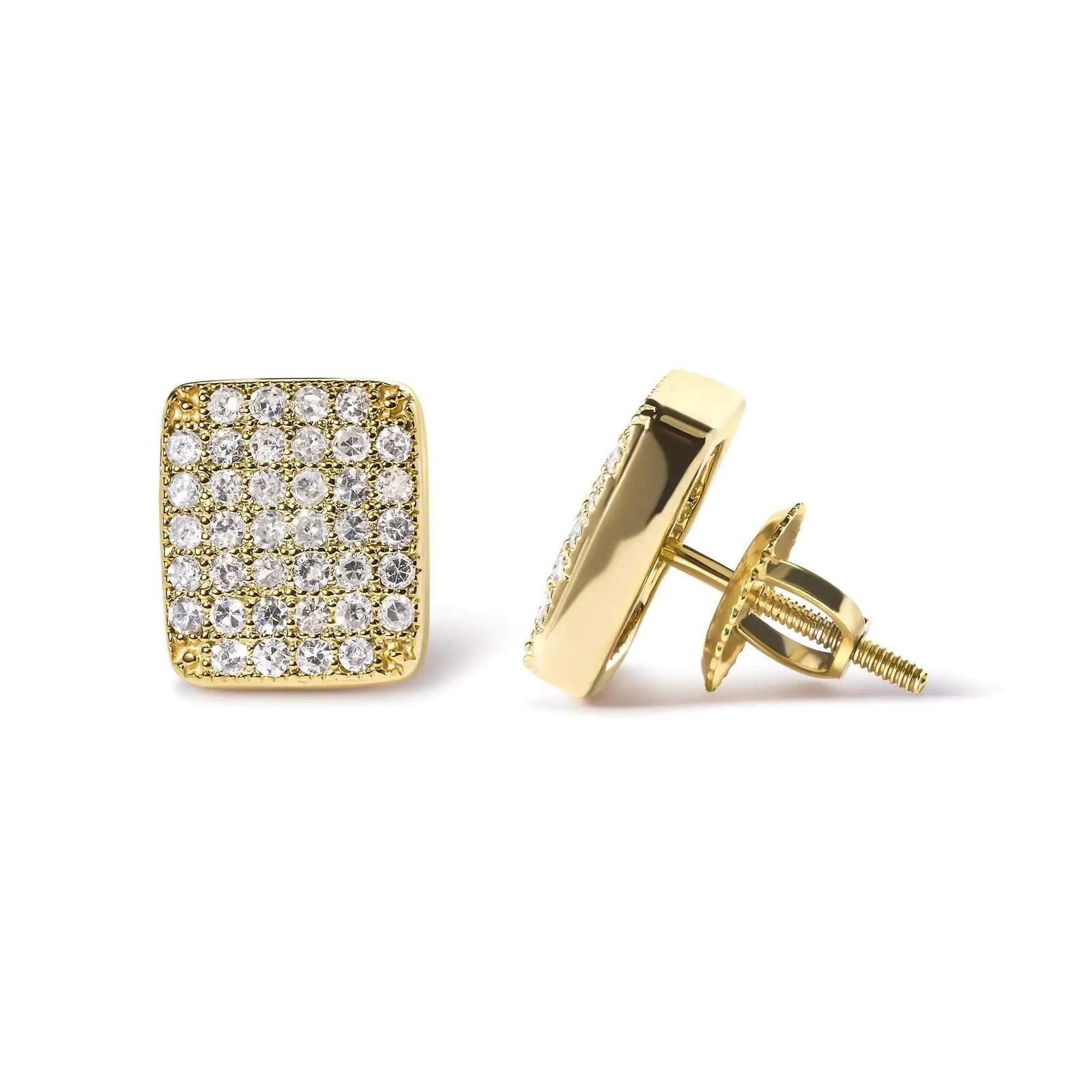 14K Yellow Gold 1/2 Cttw Diamond Square Shaped Composite Cluster Stud  Earrings (I-J Color, I1-I2 Clarity) - Evallys.com # #