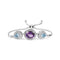 .925 Sterling Silver Oval Amethyst and Pear Blue Topaz with Diamond Accent Lariat 4”-10” Adjustable Bolo Bracelet (H-I Color, SI1-SI2 Clarity) - Evallys.com # #