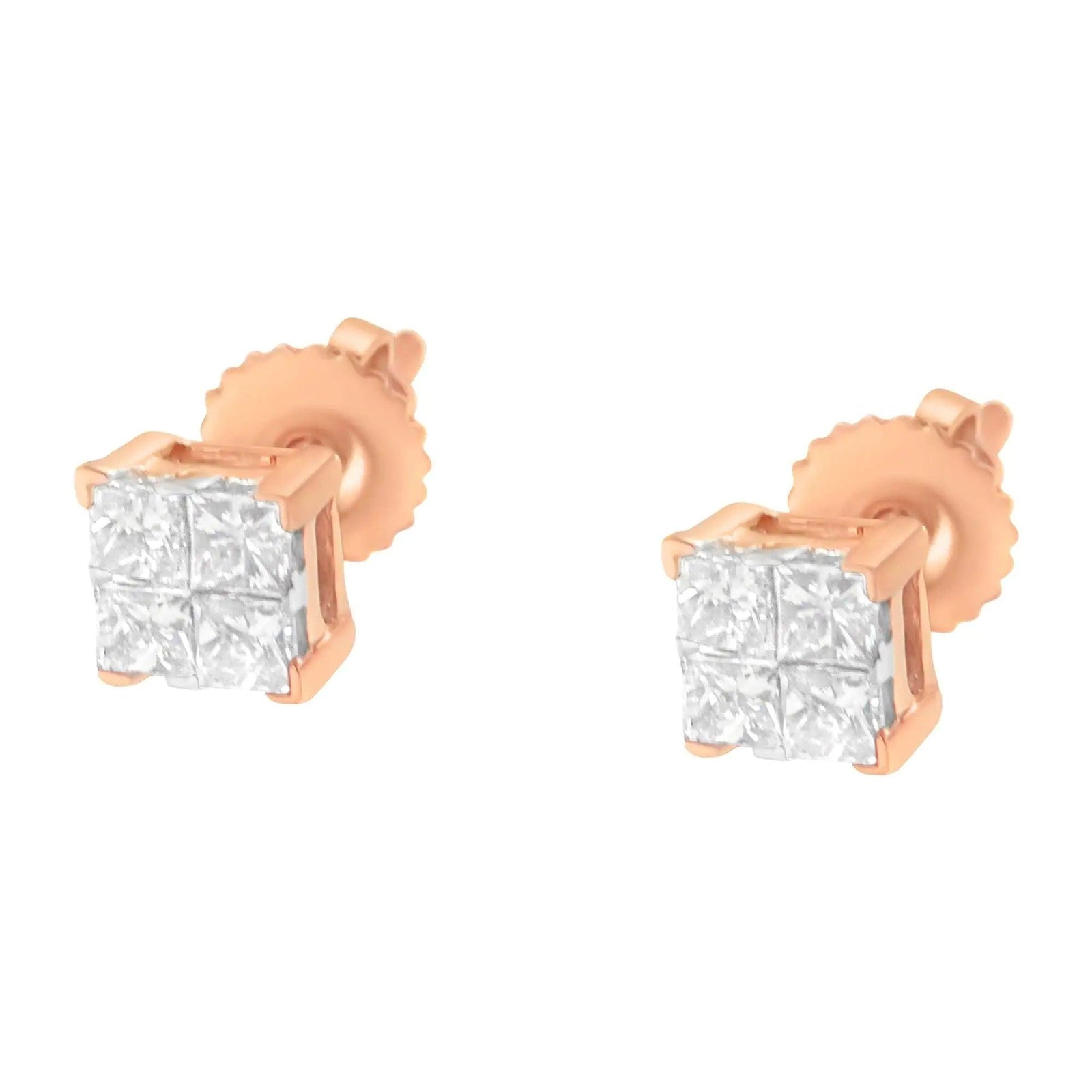 10K Gold Princess Diamond Composite Stud Earring (1/2 cttw, I-J Color, I1-I2 Clarity) - Evallys.com # #