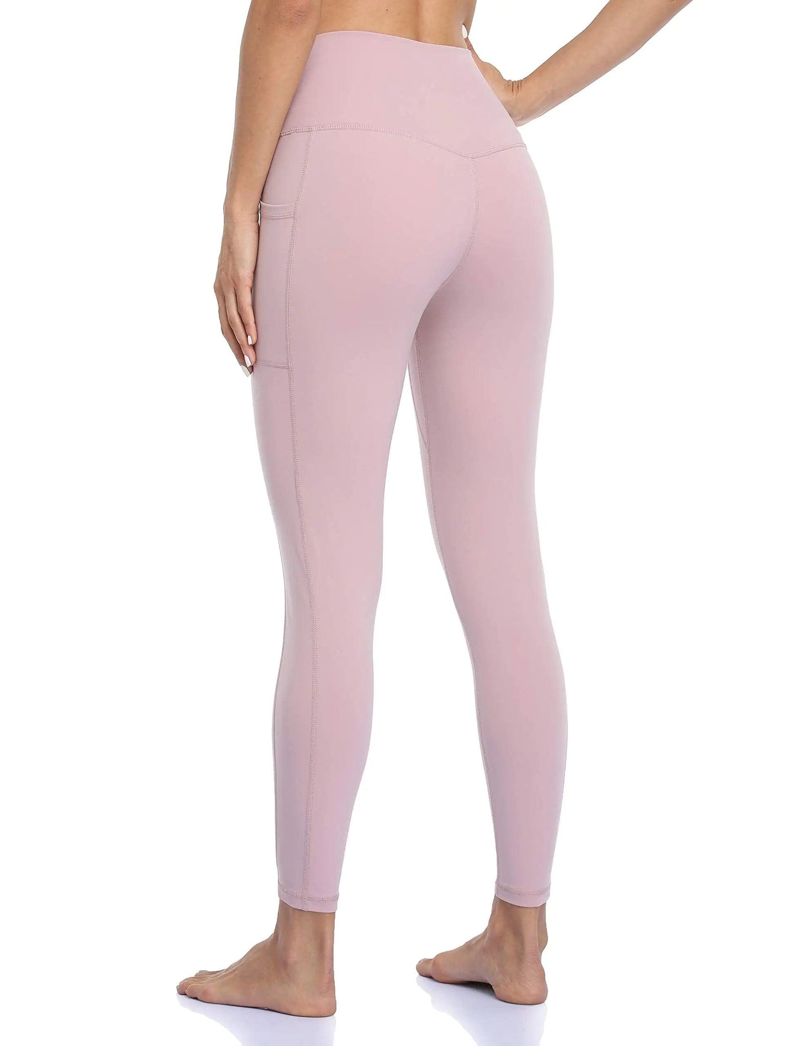 Colorfulkoala Women's High Waisted Yoga Pants 7/8 Length Leggings with Pockets Pink Suede Small - Evallys.com # #