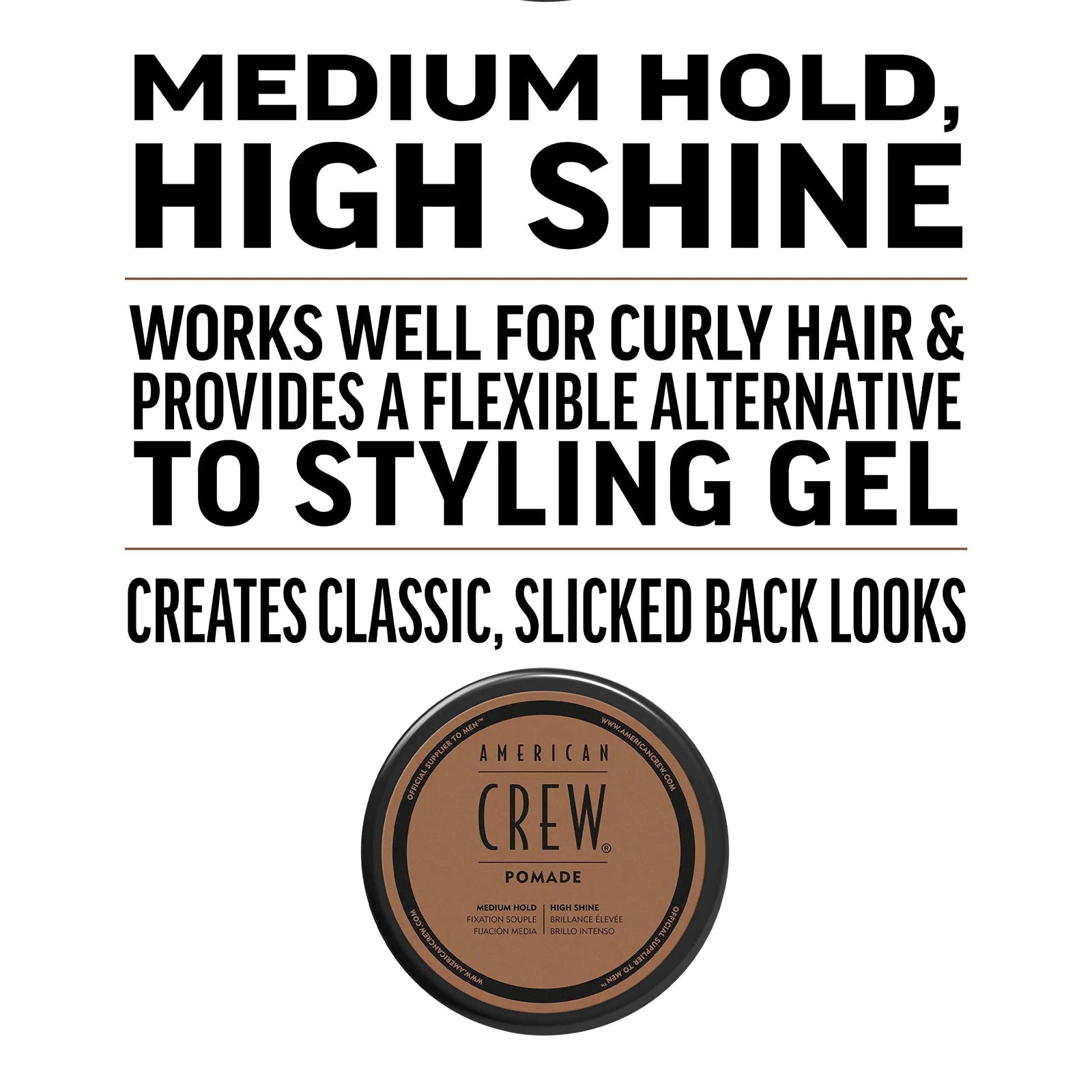 American Crew Men's Hair Pomade, Like Hair Gel with Medium Hold & High Shine, 3 Oz (Pack of 1) Unscented 3 Ounce (Pack of 1) - Evallys.com # #