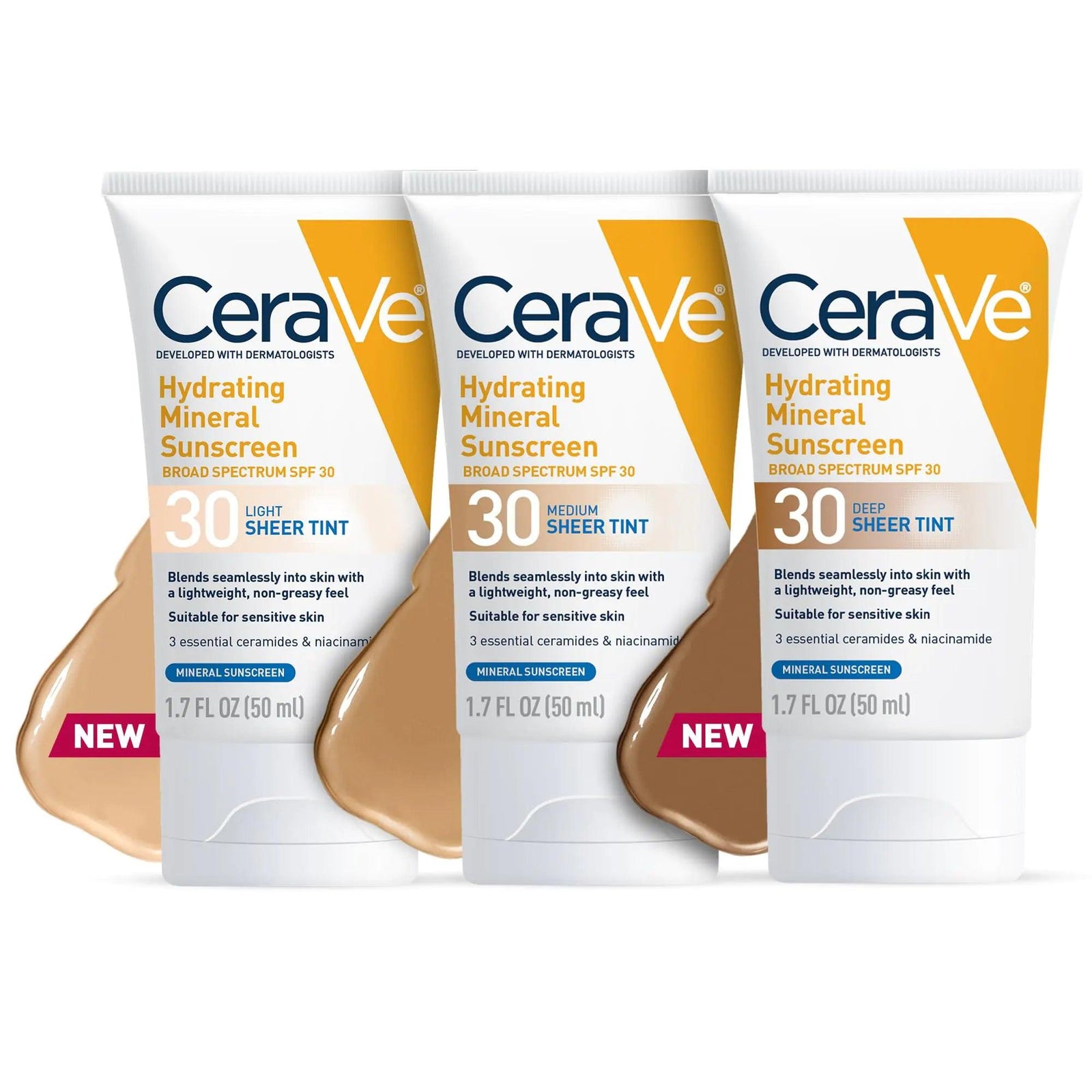 CeraVe Hydrating Mineral Sunscreen SPF 30 with Sheer Tint | Tinted Mineral Sunscreen with Zinc Oxide & Titanium Dioxide | Blends Seamlessly For Healthy Glow | Medium, 1.7 Fluid Ounce Fragrance Free - Evallys.com # #