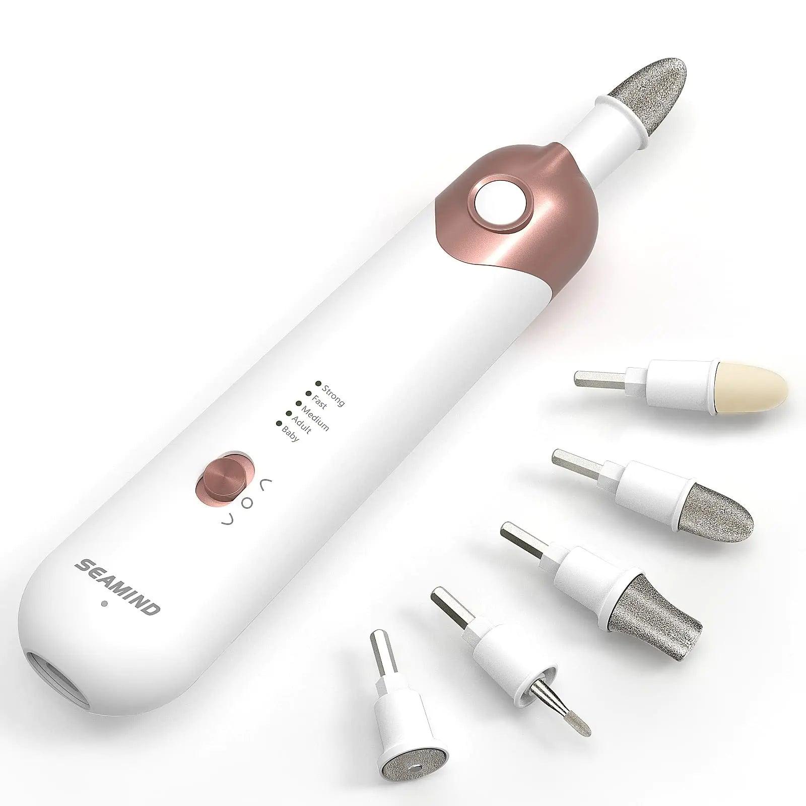 Electric Manicure Pedicure Kit, Electric Nail File for Natural Nails,Nail Grinder for Thick Nails,Hand & Foot File Trimmer Buffer Tools(White) White - Evallys.com # #