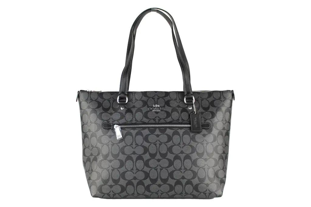 Coach Graphite Signature Coated Canvas Leather Gallery Tote Bag - Evallys.com # #