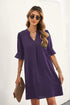 Wkior Shift Dress for Women V Neck Short Sleeves Solid Color Casual Flowy Summer Dresses(S-2XL) Medium B1-purple - Evallys.com # #