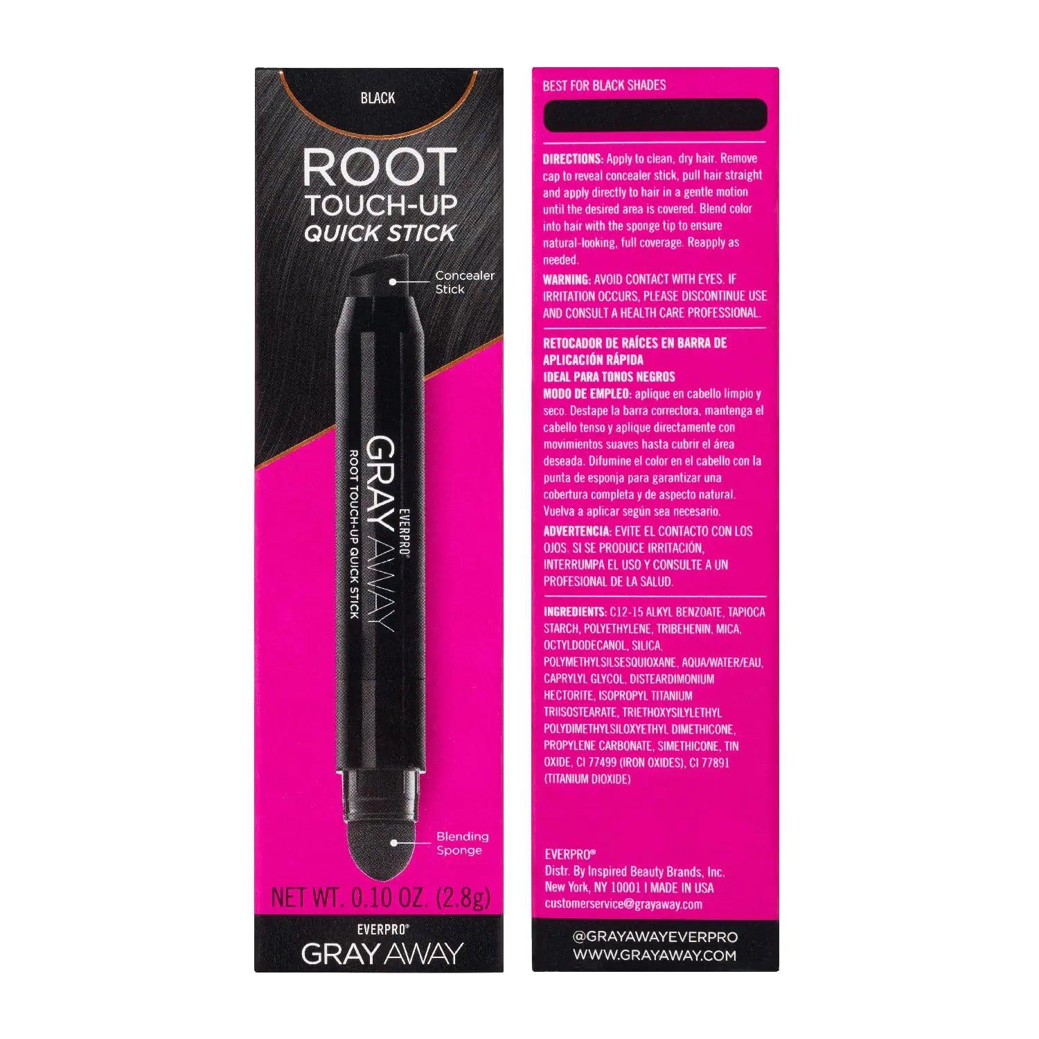 EVERPRO Gray Away Root Touchup Quick Stick, Black, 0.1 Oz 0.1 Ounce (Pack of 1) - Evallys.com # #