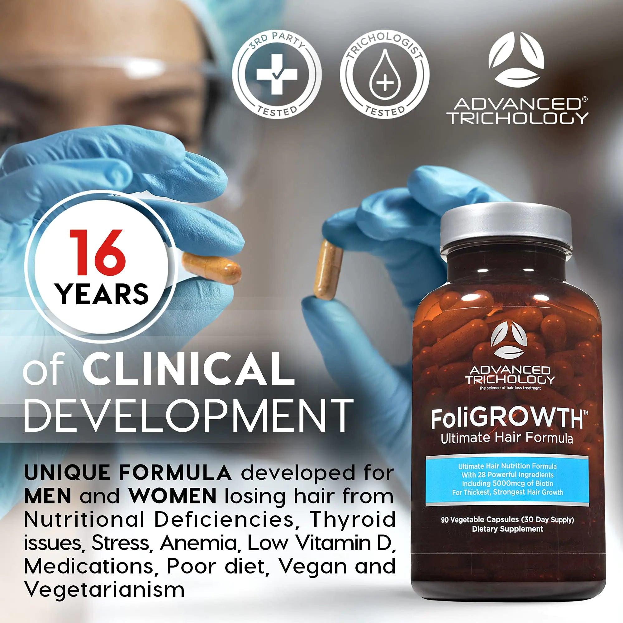 FoliGROWTH™ Hair Growth Supplement for Thicker Fuller Hair | Approved* by the American Hair Loss Association | Revitalize Thinning Hair, Backed by 20 Years of Experience in Hair Loss Treatment Clinics - Evallys.com # #