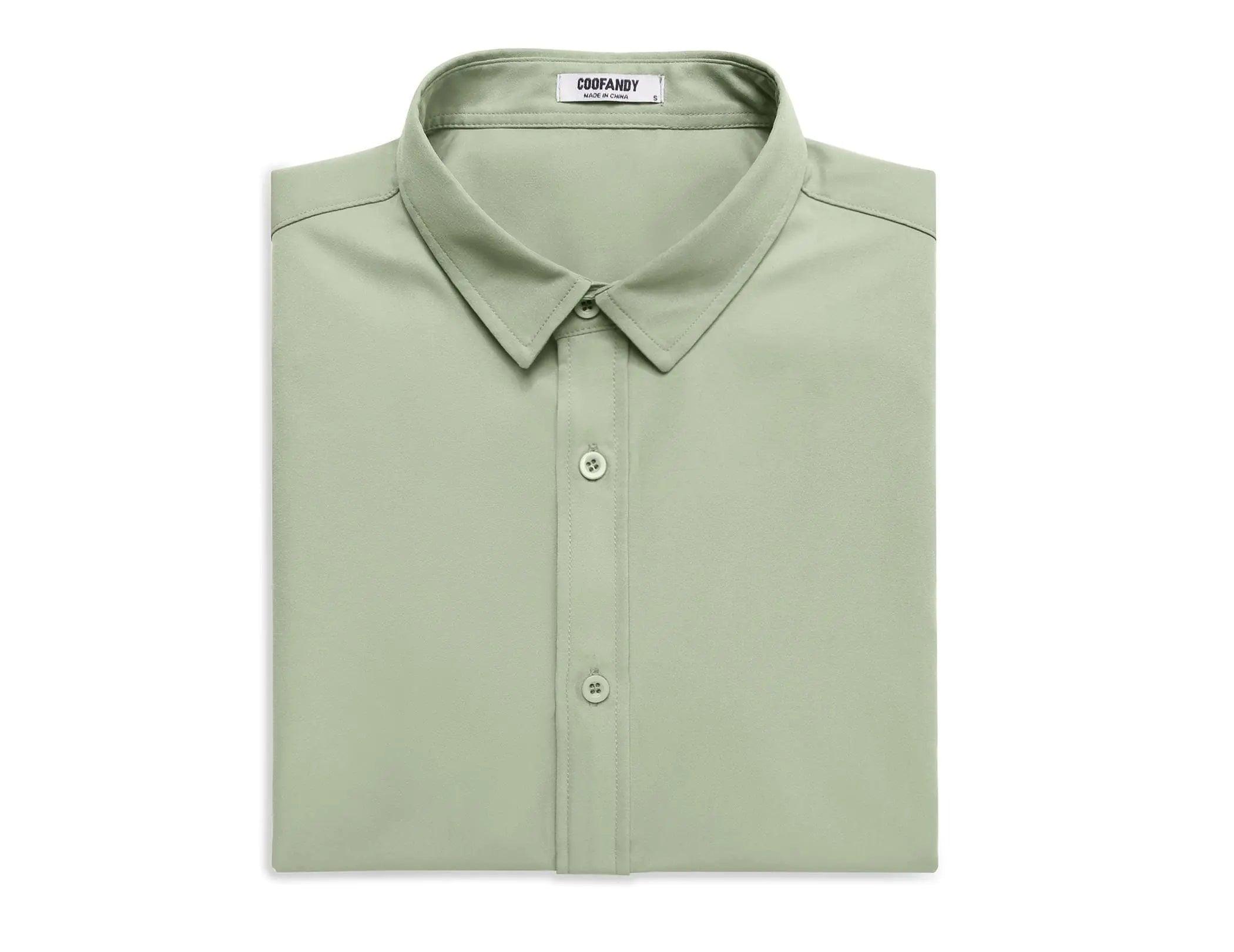 COOFANDY Men's Button Down Shirt Short Sleeve Casual Shirt for Men Summer Business Casual Dress Shirt XX-Large Light Green - Evallys.com # #