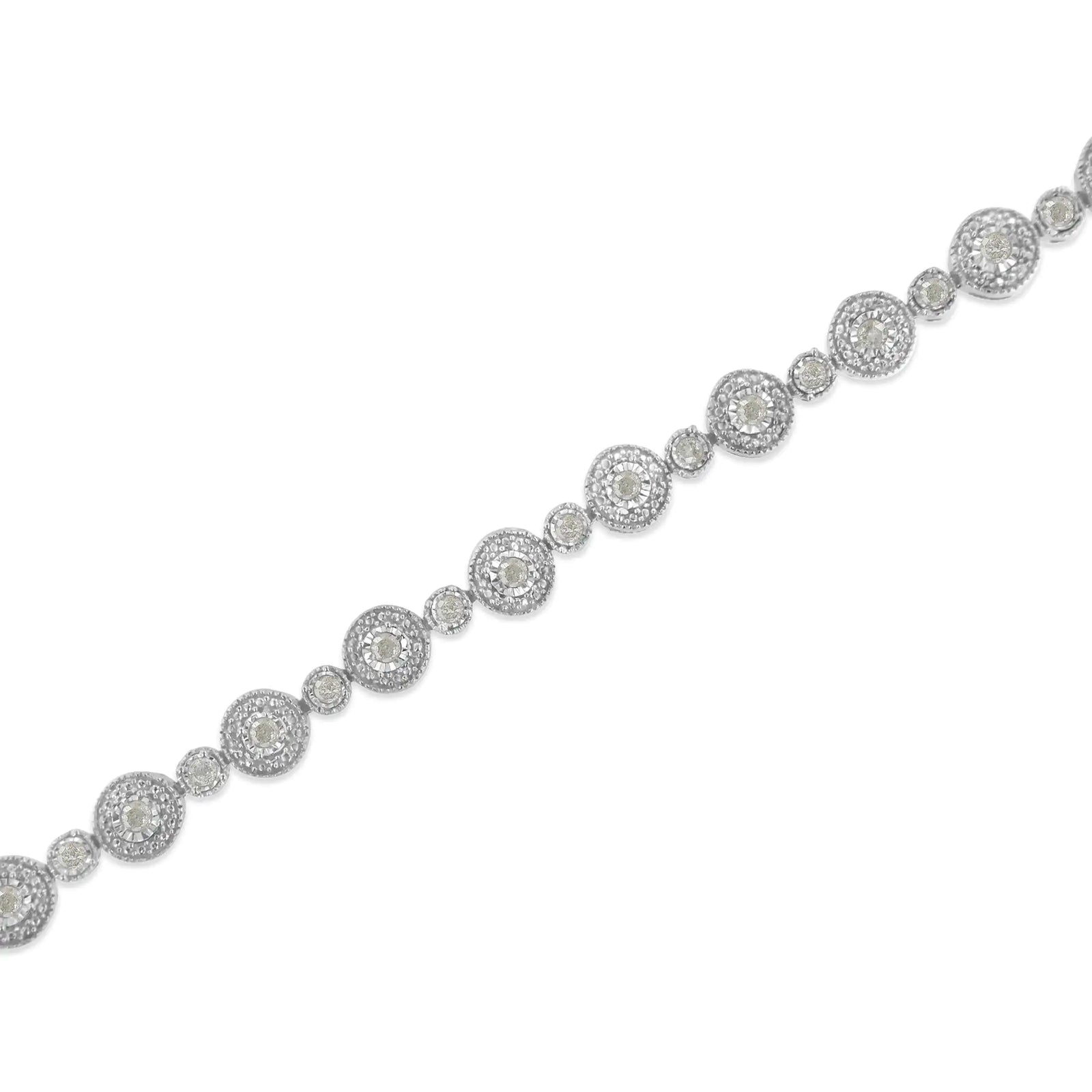 .925 Sterling Silver 1 1/3 cttw Miracle Plate Set Diamond Alternating Link Bracelet (I-J Color, I3 Clarity) -7