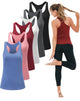 6, 5 or 3 Pack Workout Tank Tops for Women, Athletic Racerback Sports Tank Tops, Compression Sleeveless Dry Fit Shirts Tight Fit Medium Tight Fit-black/Grey/White/Red/Pink/Blue - Evallys.com