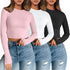 AUTOMET 3 Pack Womens Long Sleeve Shirts Y2K Going Out Crop Tops Cute Basic Slim Fitted Fall Fashion Outfits 2024 Clothes Medium Pinkwhiteblack - Evallys.com # #