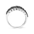 .925 Sterling Silver 1 3/4 Cttw Treated Black and White Alternating Diamond Multi Row Band Ring (Black / I-J Color, I2-I3 Clarity) - Evallys.com # #