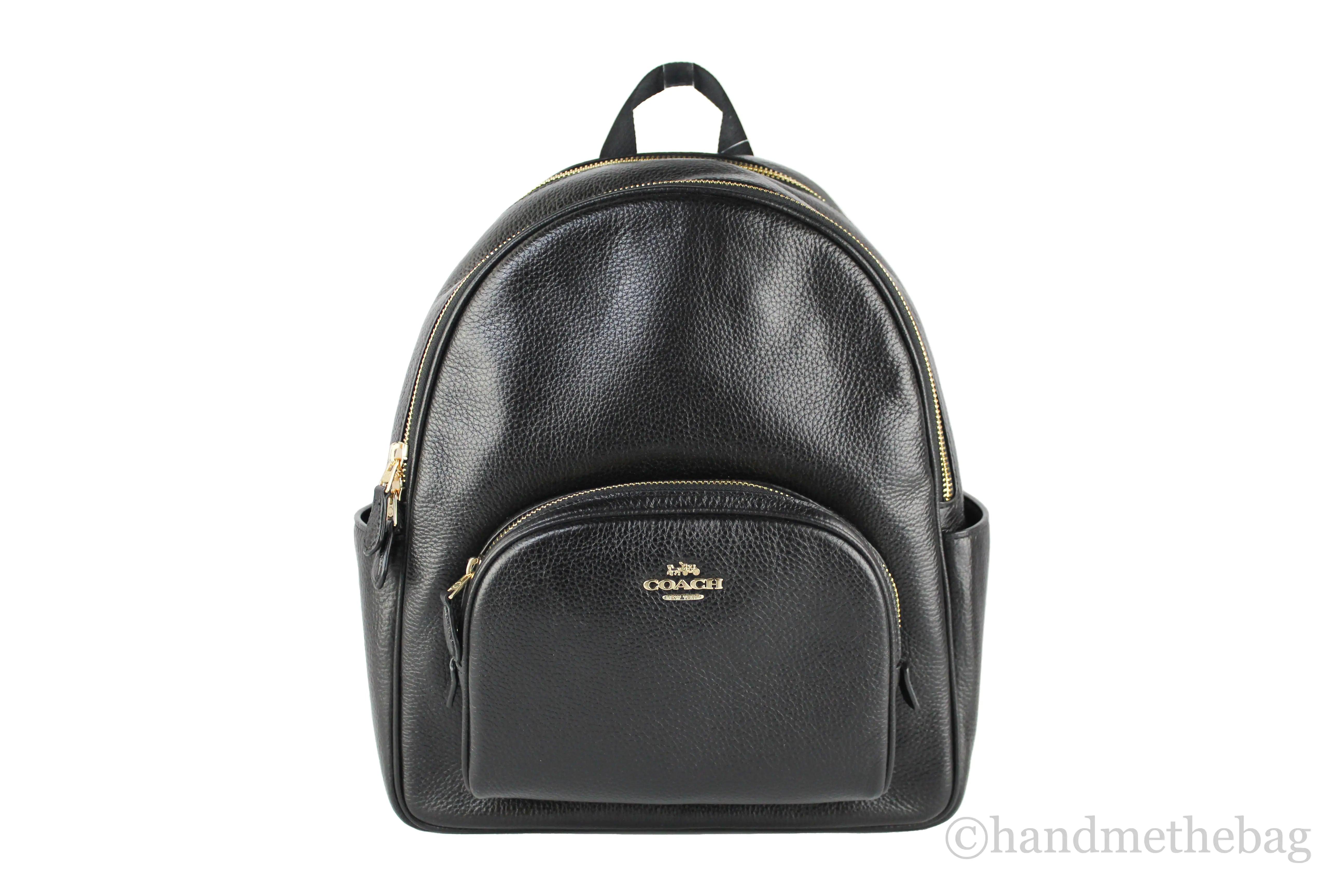 Coach (5666) Court Medium Black Pebbled Leather Backpack Shoulder Bag Bookbag - Evallys.com # #