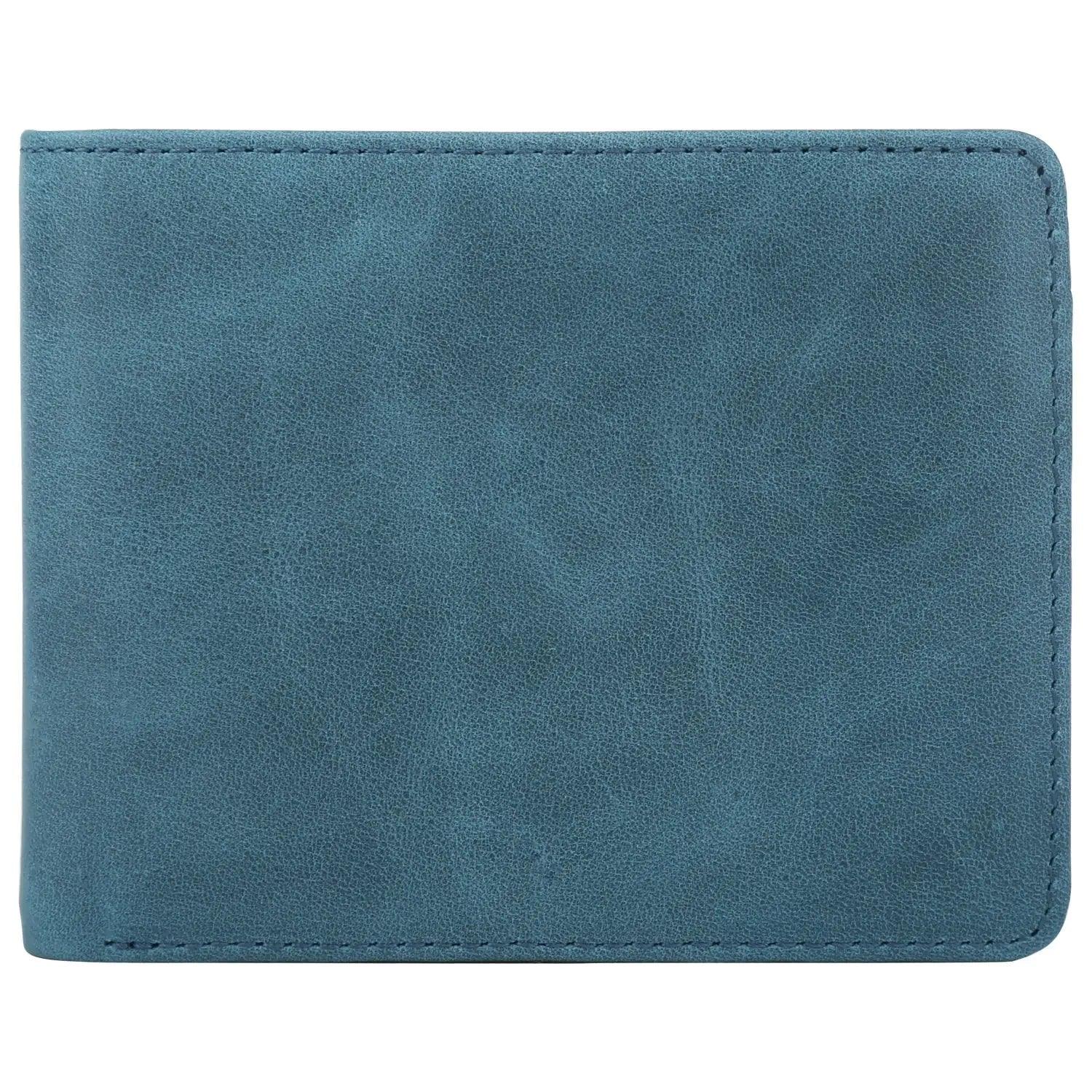 Wallet for Men-Genuine Leather RFID Blocking Bifold Stylish Wallet With 2 ID Window Vintage Style Vintage Ocean Blue - Evallys.com # #