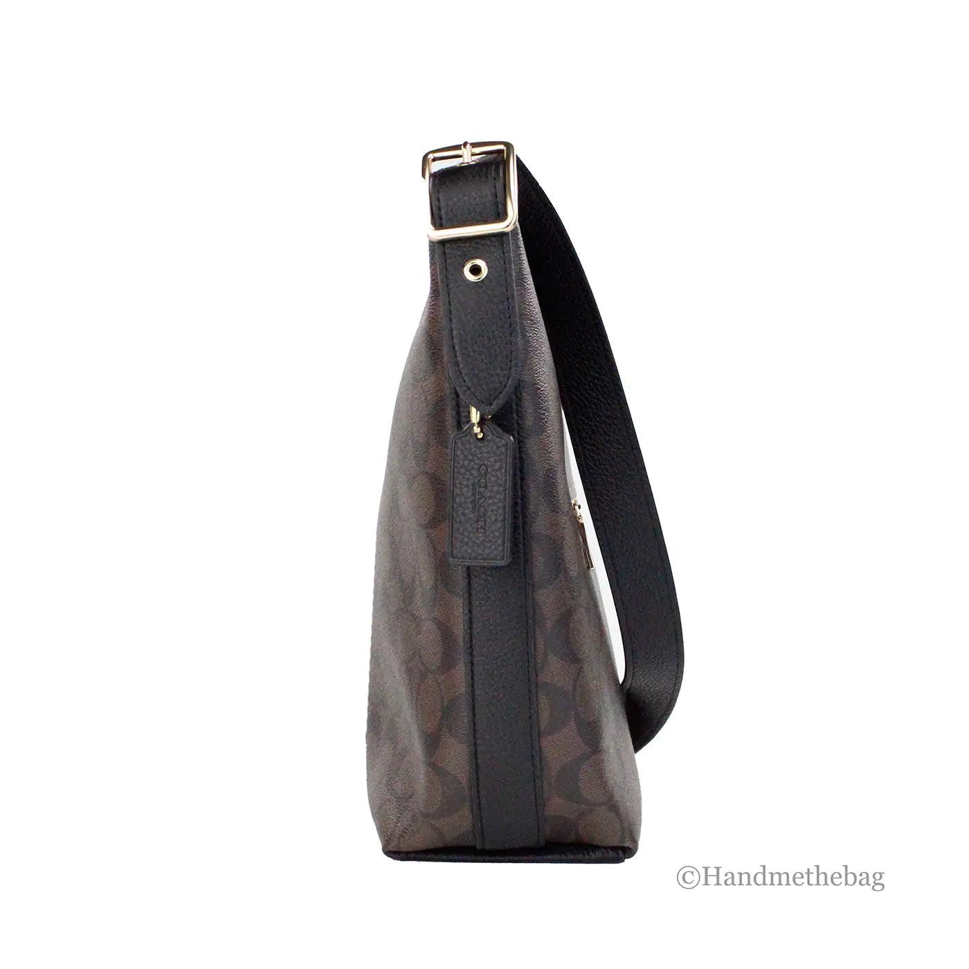 Coach Val Signature Brown Black Leather Duffle Shoulder Crossbody - Evallys.com # #