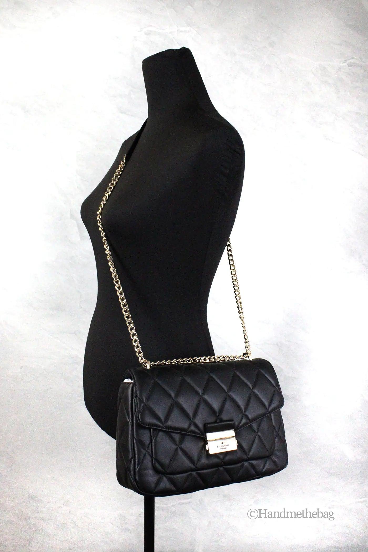 Kate Spade Carey Medium Black Quilted Flap Shoulder Bag - Evallys.com # #