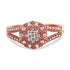 14K Rose Gold Plated .925 Sterling Silver 1/2 Cttw Pave Diamond Halo Cluster Split Shank Cocktail Ring (I-J Color, I1-I2 Clarity) - Evallys.com # #