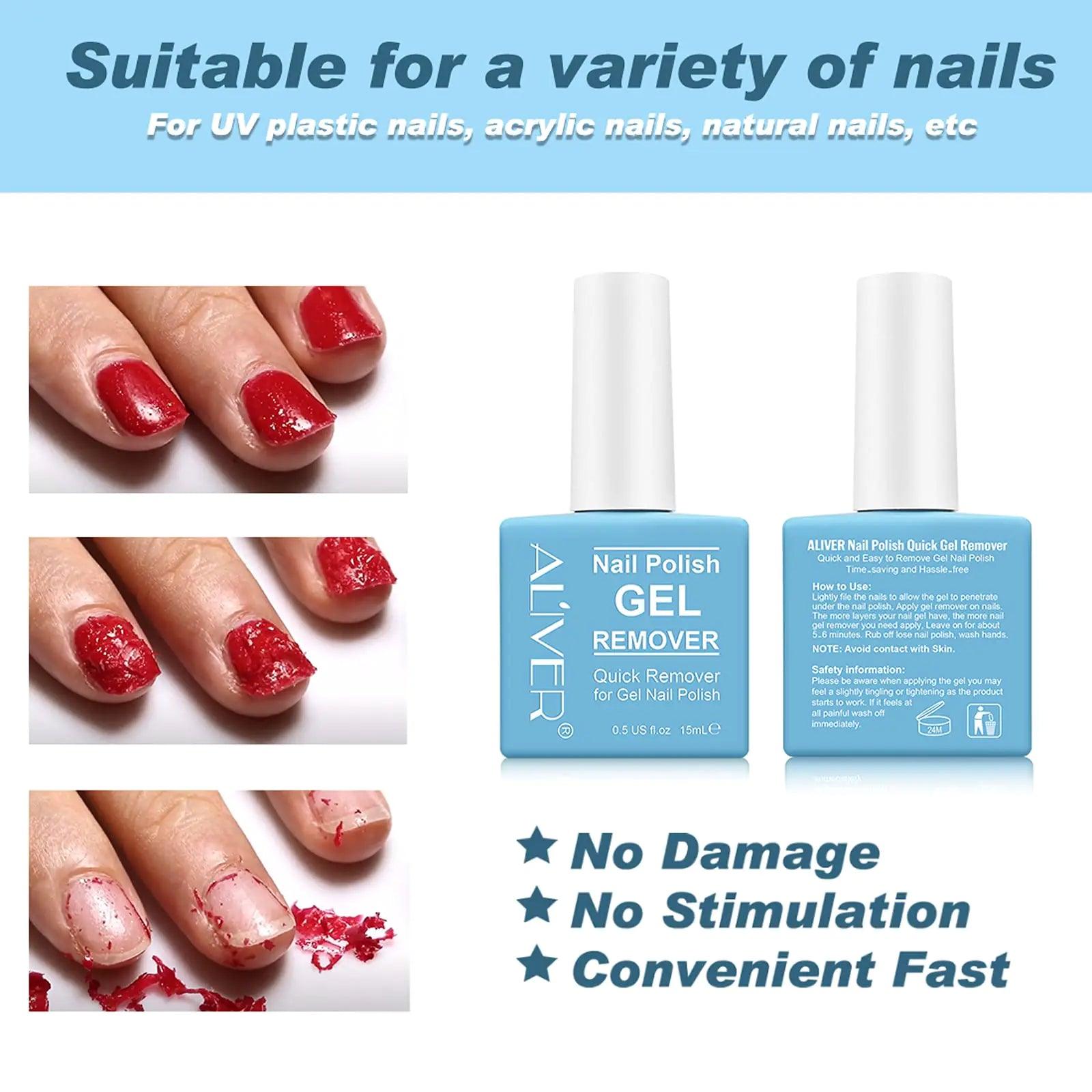 Gel Nail Polish Remover 1pcs, Professional Gel Polish Remover for Nails, No Need for Foil, Quick & Easy Polish Remover In 2-3 Minutes, No Need Soaking Or Wrapping-15ml 0.5 Fl Oz (Pack of 1) - Evallys.com # #