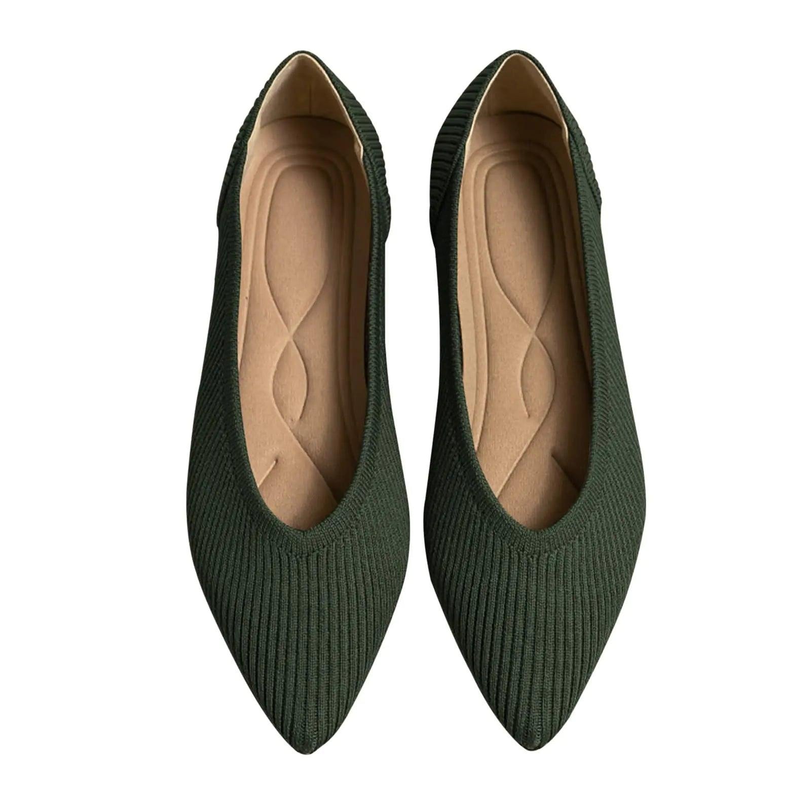 Women's Flats Shoes Pointed Toe Knit Ballet Comfortable Dressy Slip On Flat 8 Green - Evallys.com # #