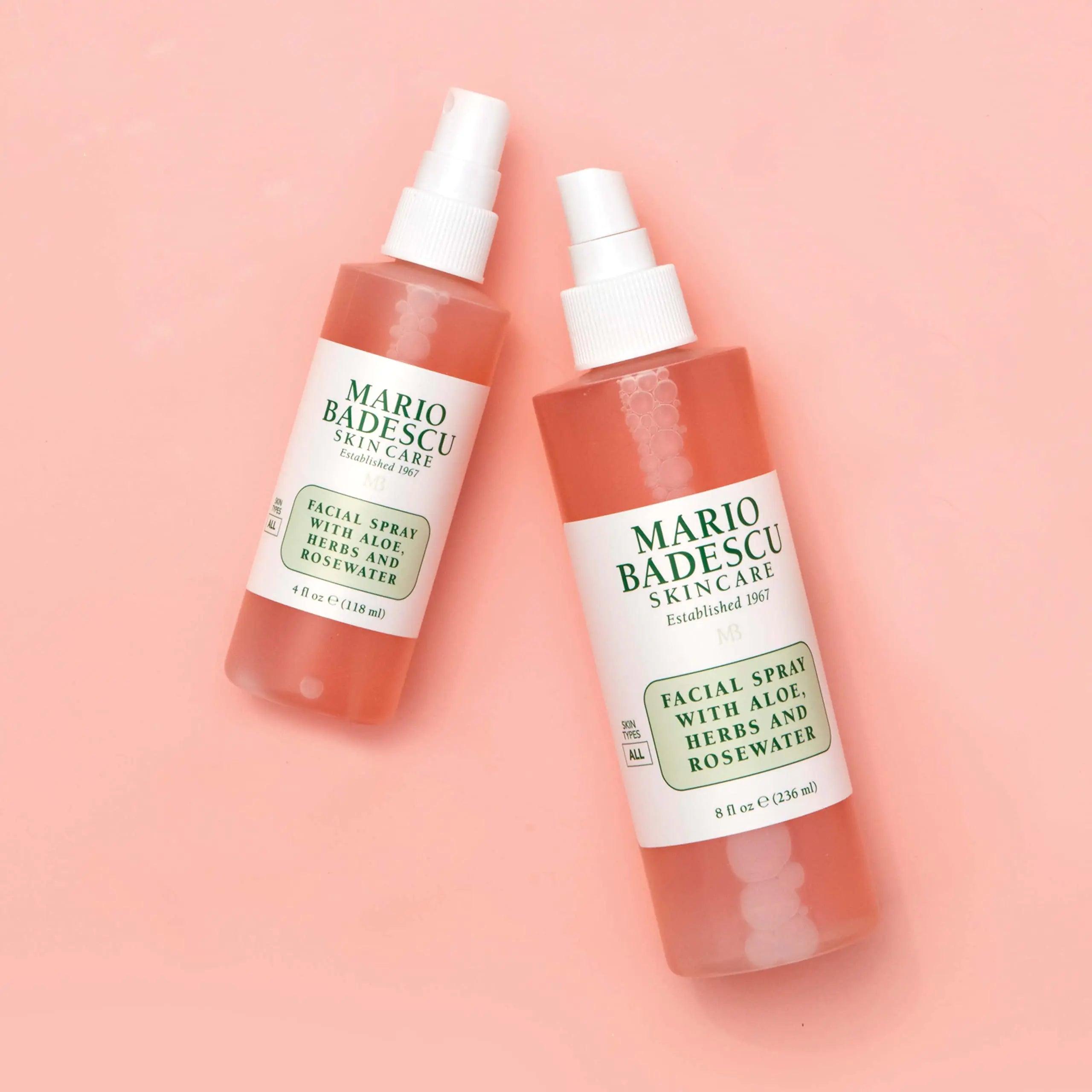 Mario Badescu Facial Spray with Aloe, Herbs and Rose Water for All Skin Types, Face Mist that Hydrates, Rejuvenates & Clarifies 4 Fl Oz (Pack of 2) - Evallys.com # #