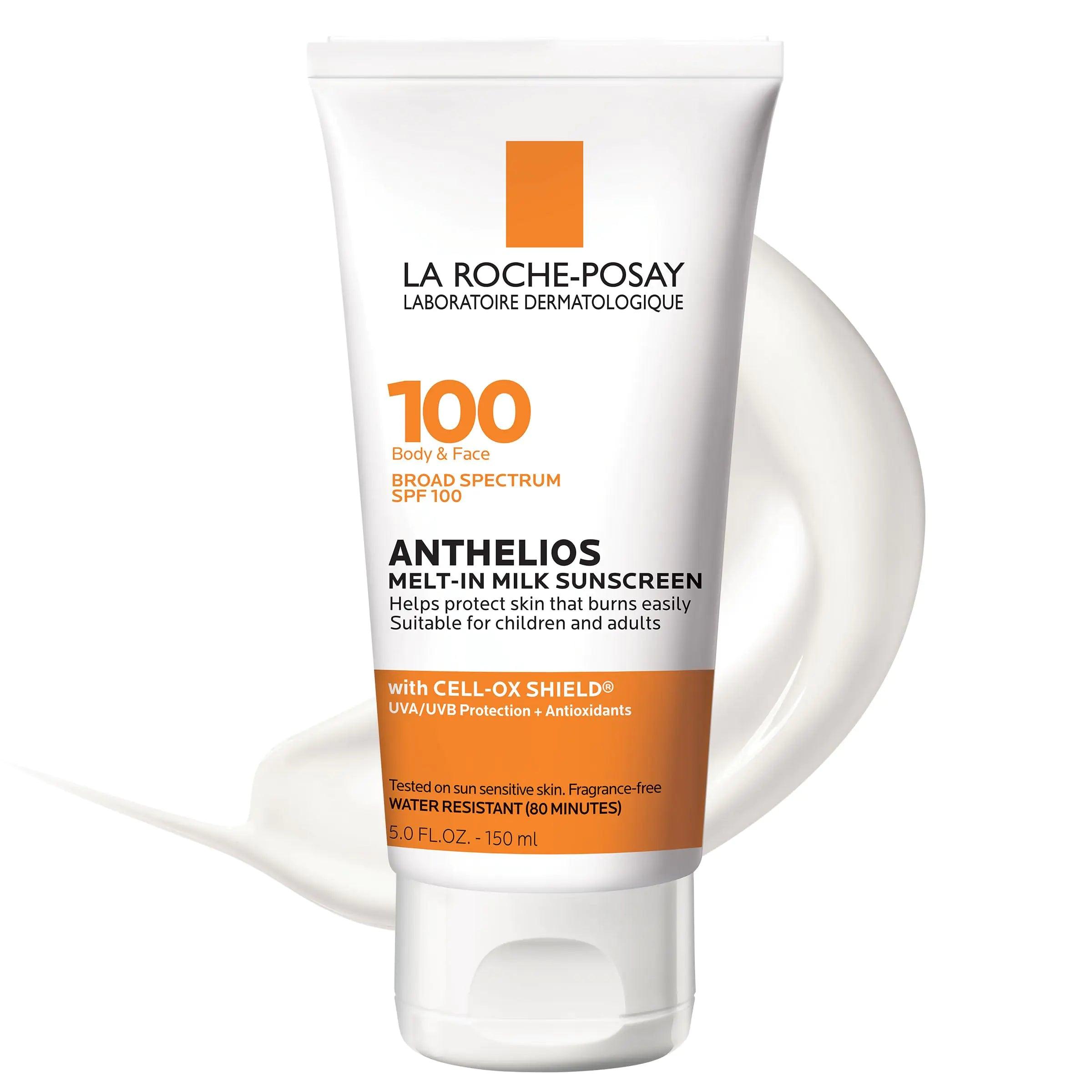 La Roche-Posay Anthelios Melt-In Milk Sunscreen SPF 100 | Sunscreen For Body & Face | Broad Spectrum SPF + Antioxidants | Oil Free Sunscreen Lotion | For Sun Sensitive Skin | Oxybenzone Free 5.1 Fl Oz (Pack of 1) - Evallys.com # #