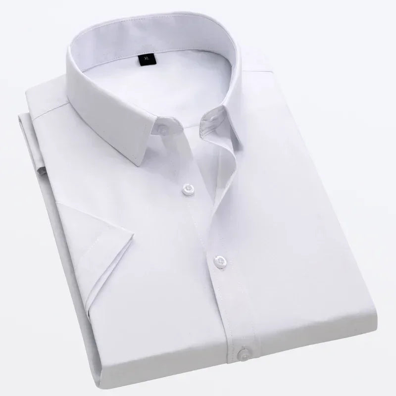 White Ice Silk Shirt

Men's No Iron Dress Shirt

Short Sleeve Summer Shirt

Business Casual Shirt for Men

Breathable White Shirt

Plus Size Men’s Office Shirt