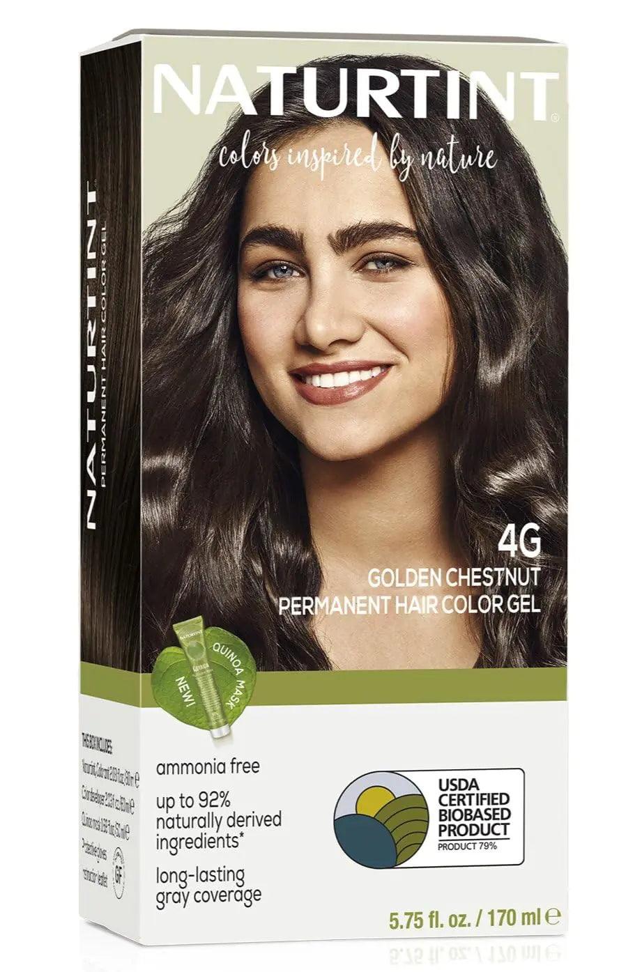 Naturtint Permanent Hair Color 4G Golden Chestnut (Pack of 1), Ammonia Free, Vegan, Cruelty Free, up to 100% Gray Coverage, Long Lasting Results - Evallys.com # #