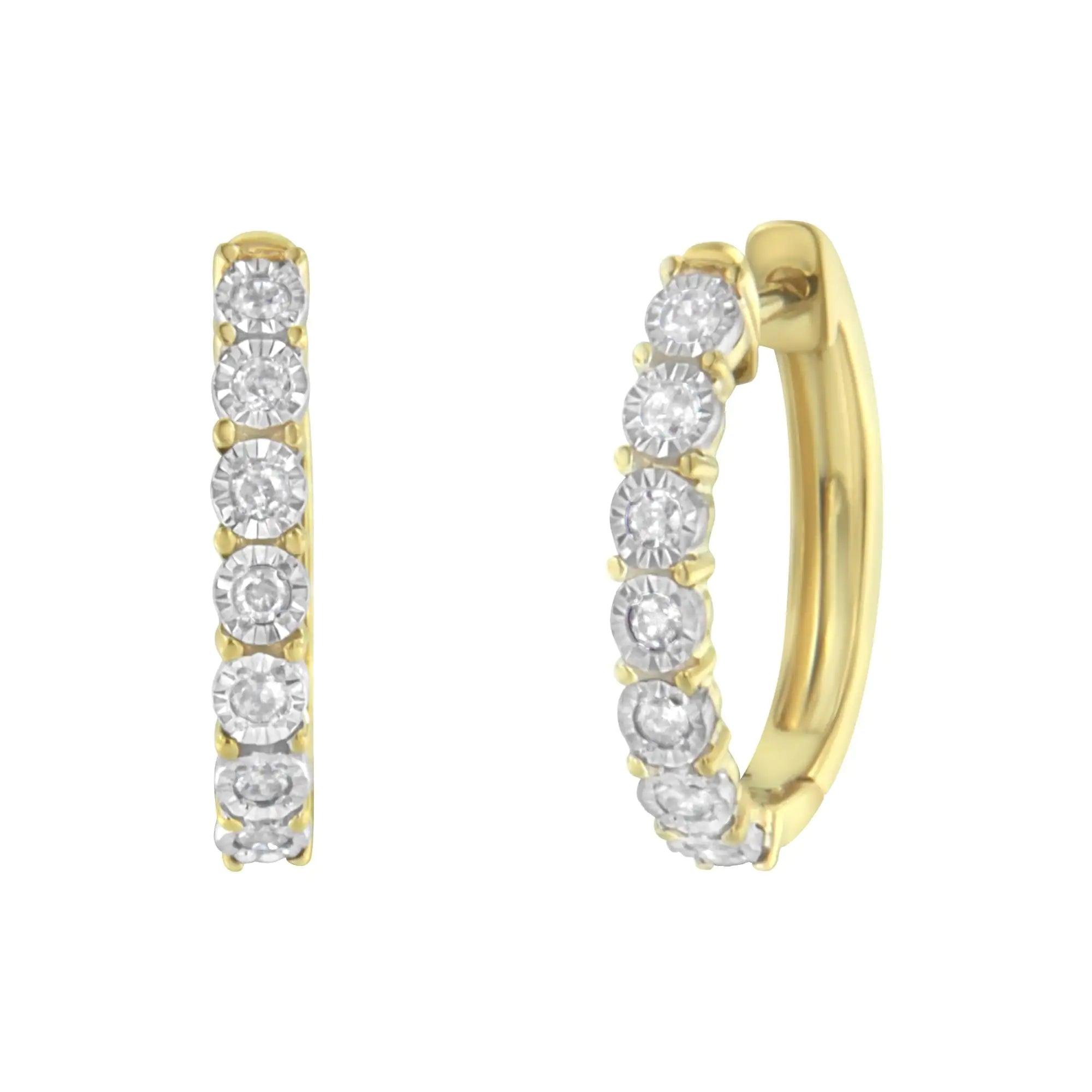 10KT Two-Toned Gold Diamond Hoop Earring (1/4 cttw, J-K Color, I2-I3 Clarity) - Evallys.com # #