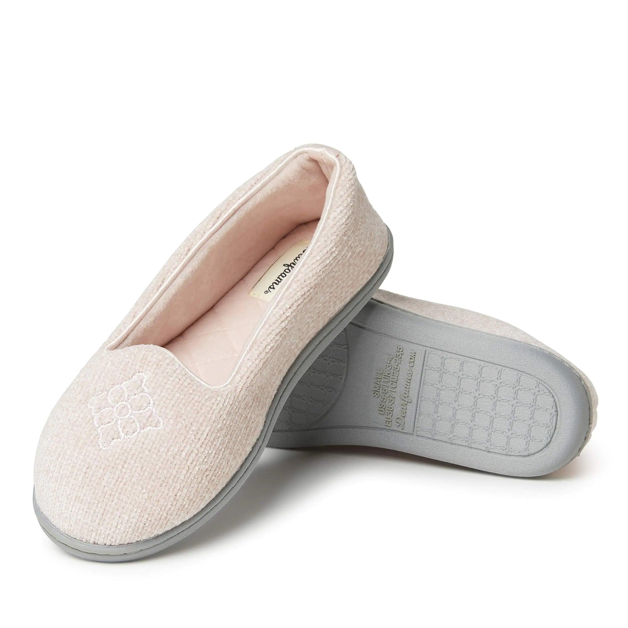 Dearfoams Women's Rebecca Chenille Closed Back Slipper 9-10 Wide Dusty Pink Chenille - Evallys.com # #