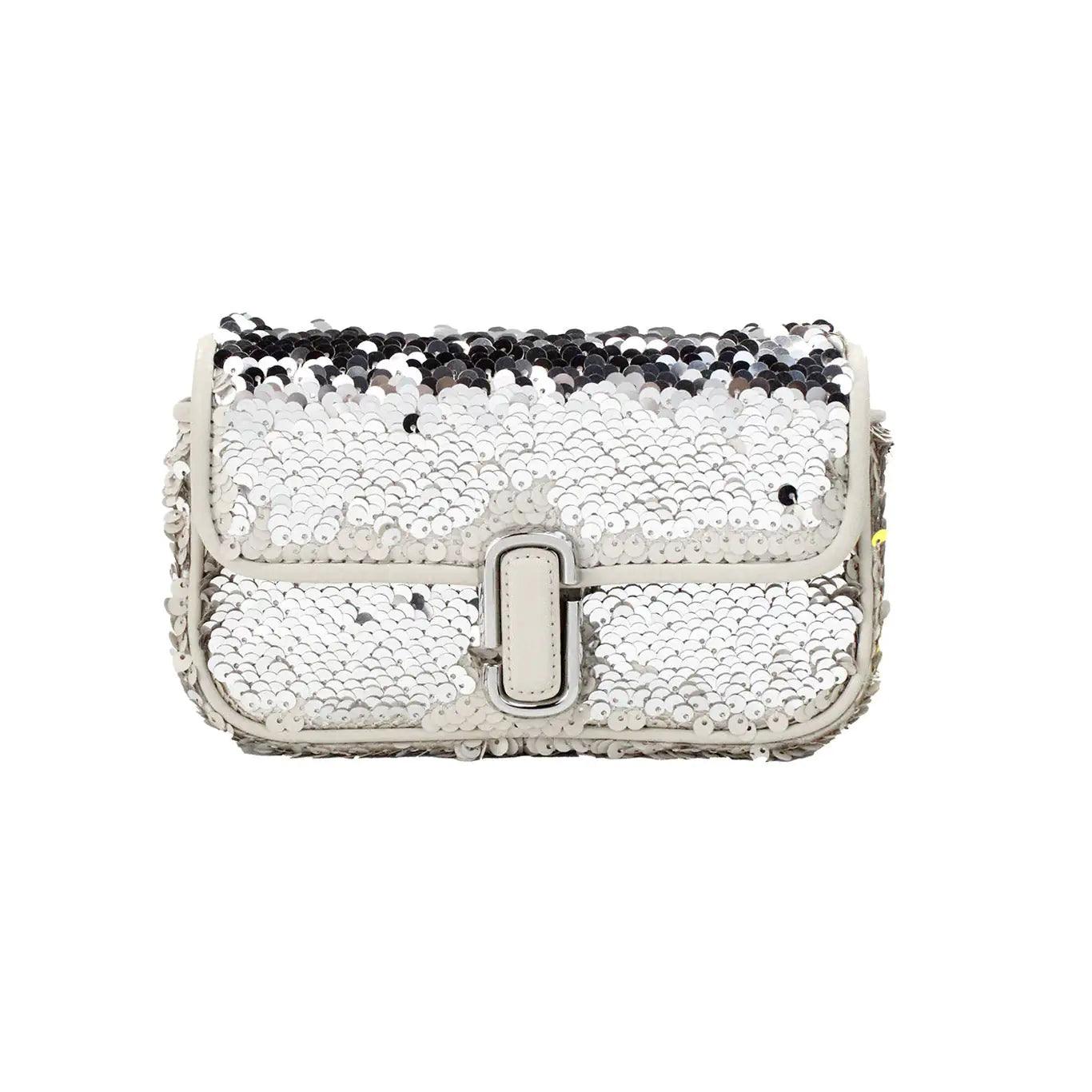 Marc Jacobs The Mini J Marc Shoulder Cream Sequined Bag - Evallys.com # #