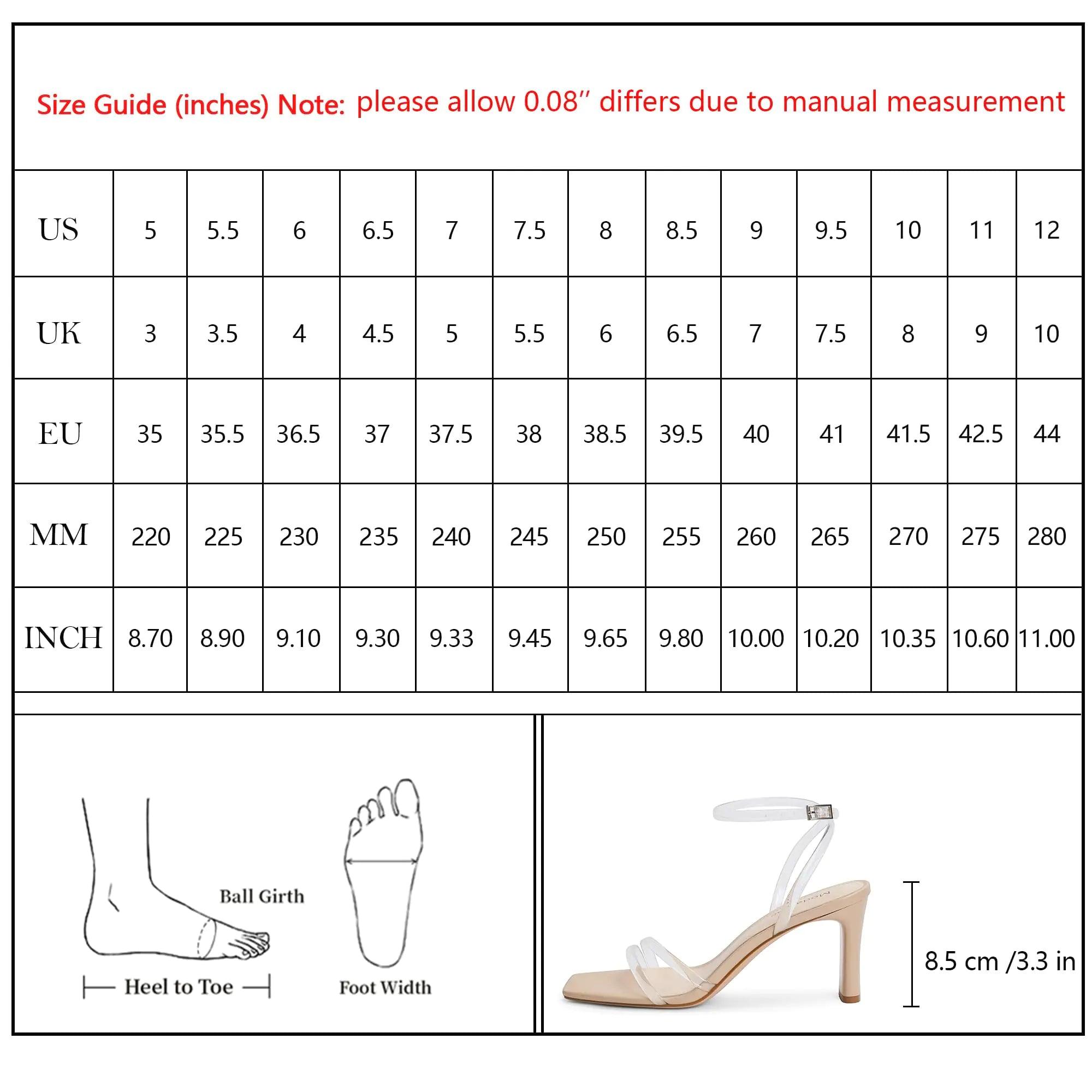 Modatope Womens Sandals Square Open Toe Chunky High Heels Strappy Ankle Strap Sandals Comfort Dress Party Shoes 9 Clear - Evallys.com # #