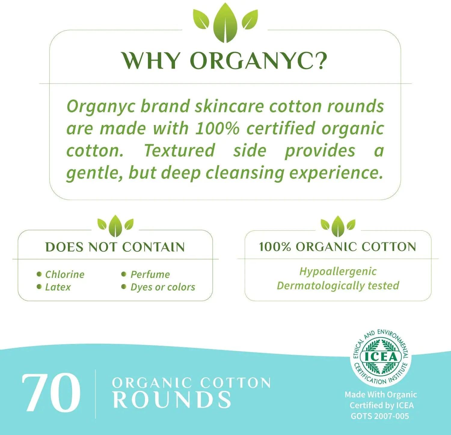 Organyc - 100% Certified Organic Cotton Rounds - Biodegradable Cotton, Chemical Free, for Sensitive Skin (420 Count) - Daily Cosmetics. Beauty and Personal Care 6 Pack - Evallys.com # #